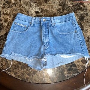 high-waisted blue jean shorts
